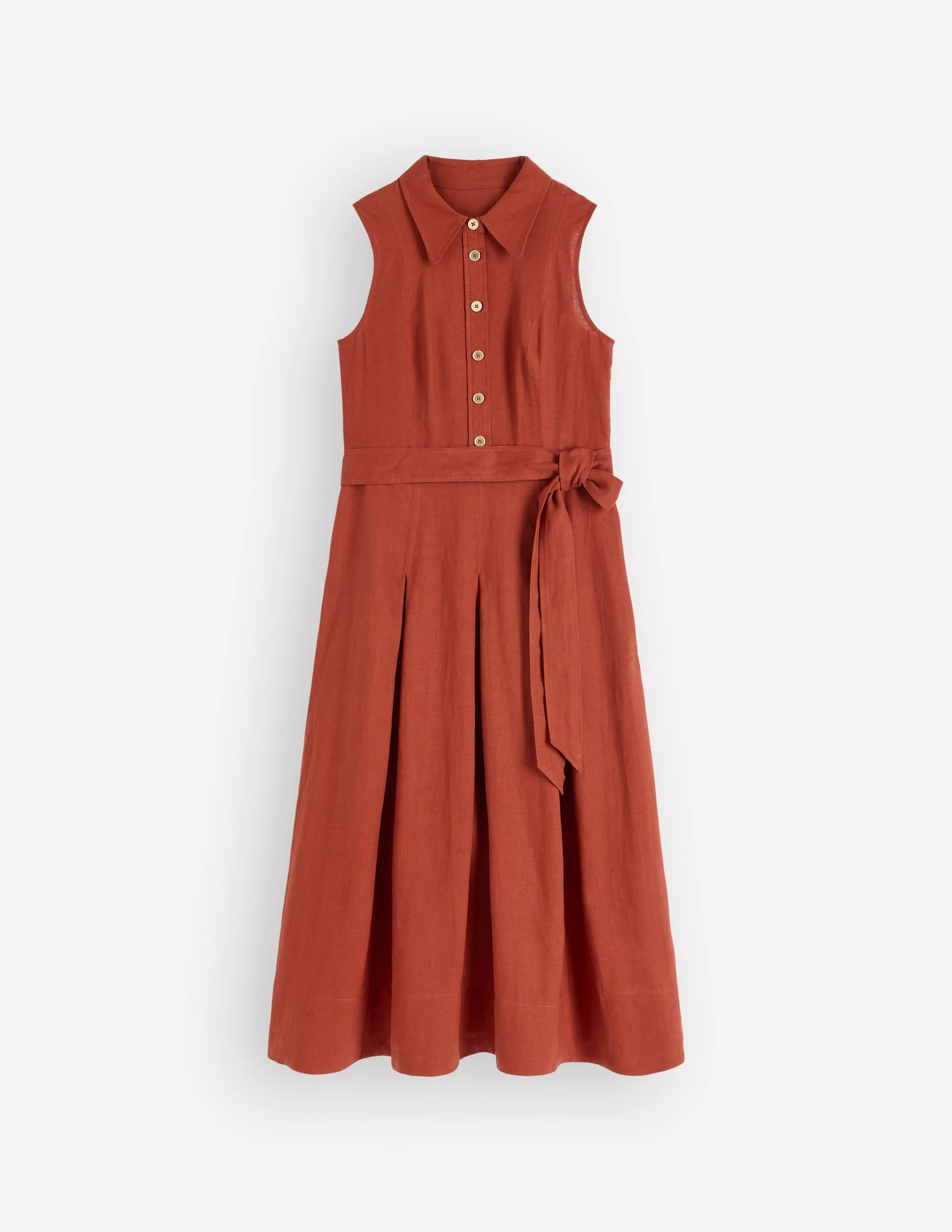 Belinda Linen Shirt Dress-Burnt Orange - 1