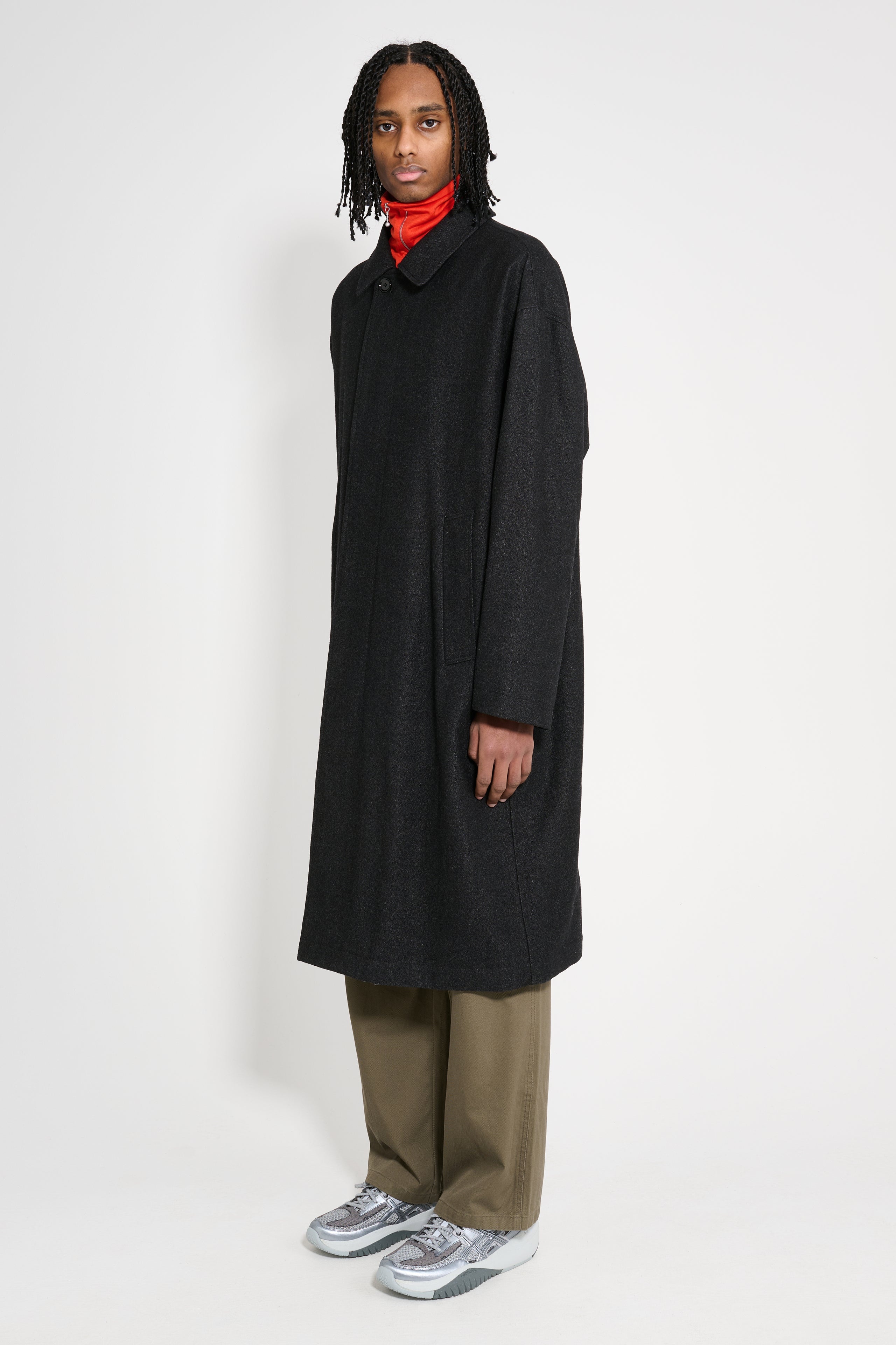 LEMAIRE BOXY OVERCOAT BLACK / GREY MELANGE - 2