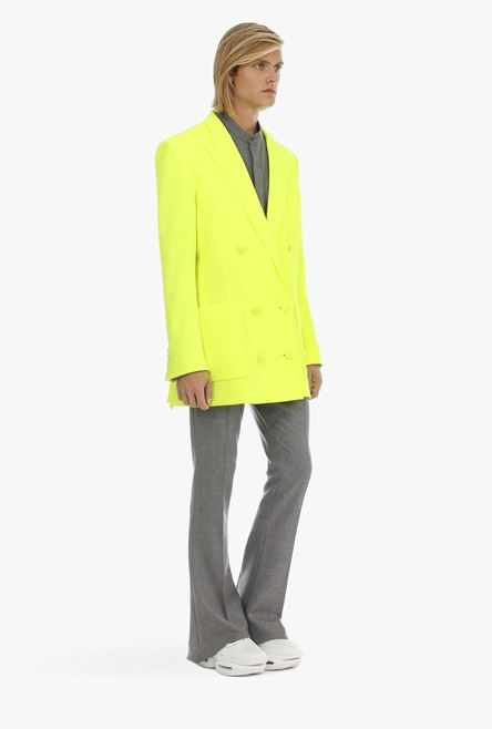 Double-breasted neon yellow blazer - 7