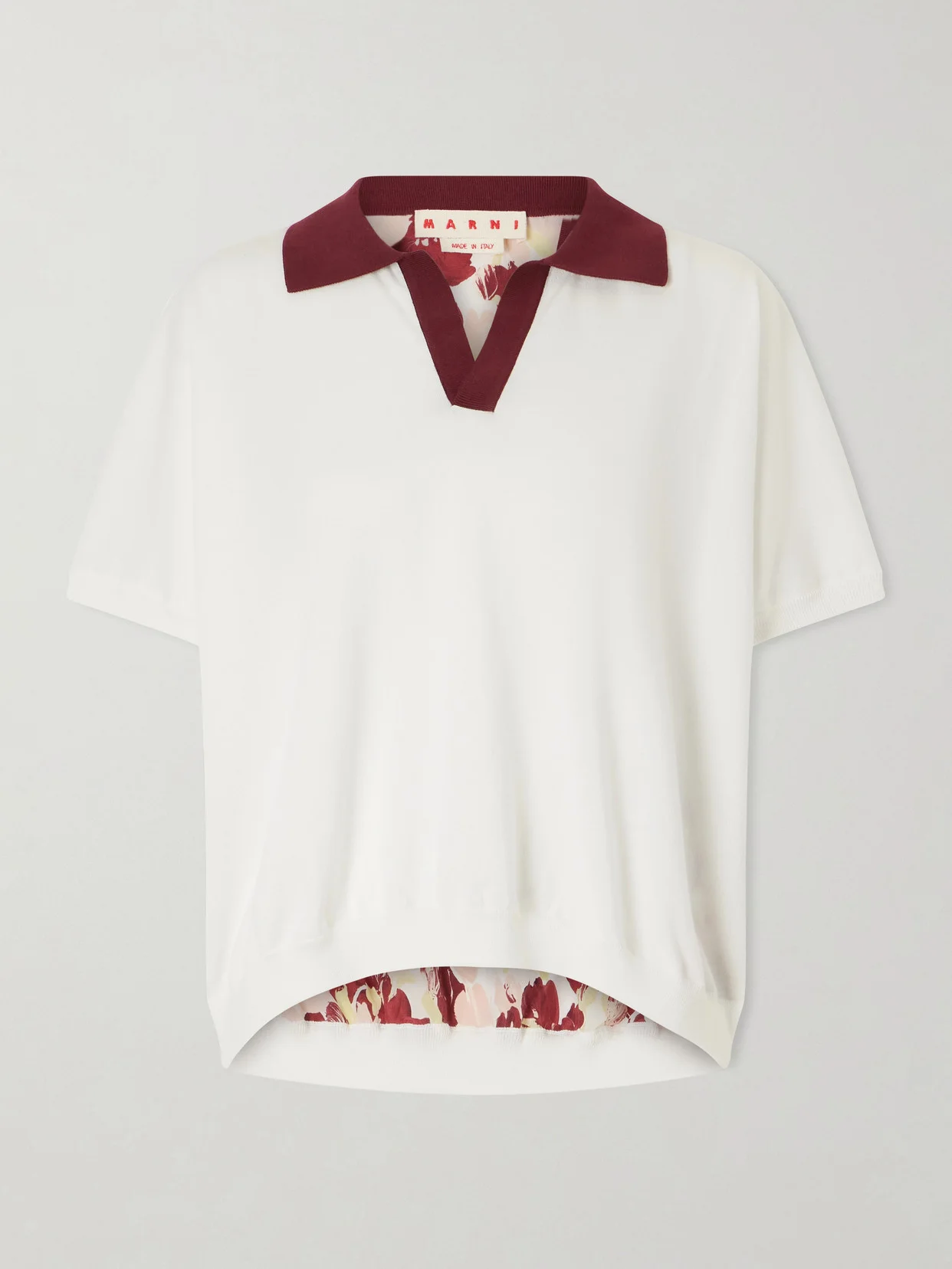 Floral-printed Silk And Cotton-blend Polo Sweater - 1
