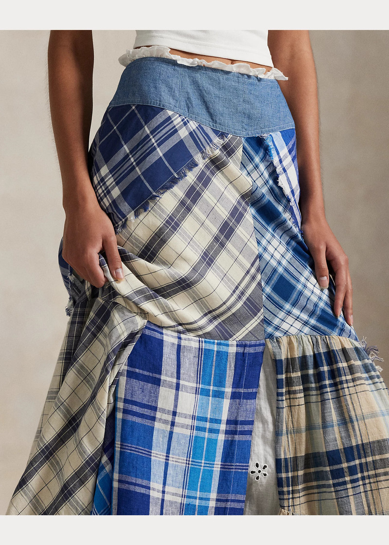 Patchwork Plaid Scarf Skirt 5