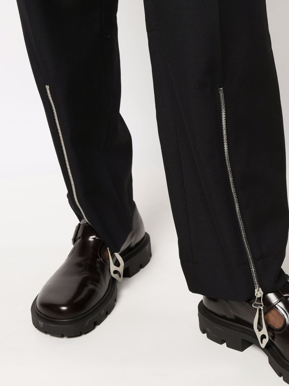 zip-detail tailored trousers - 5