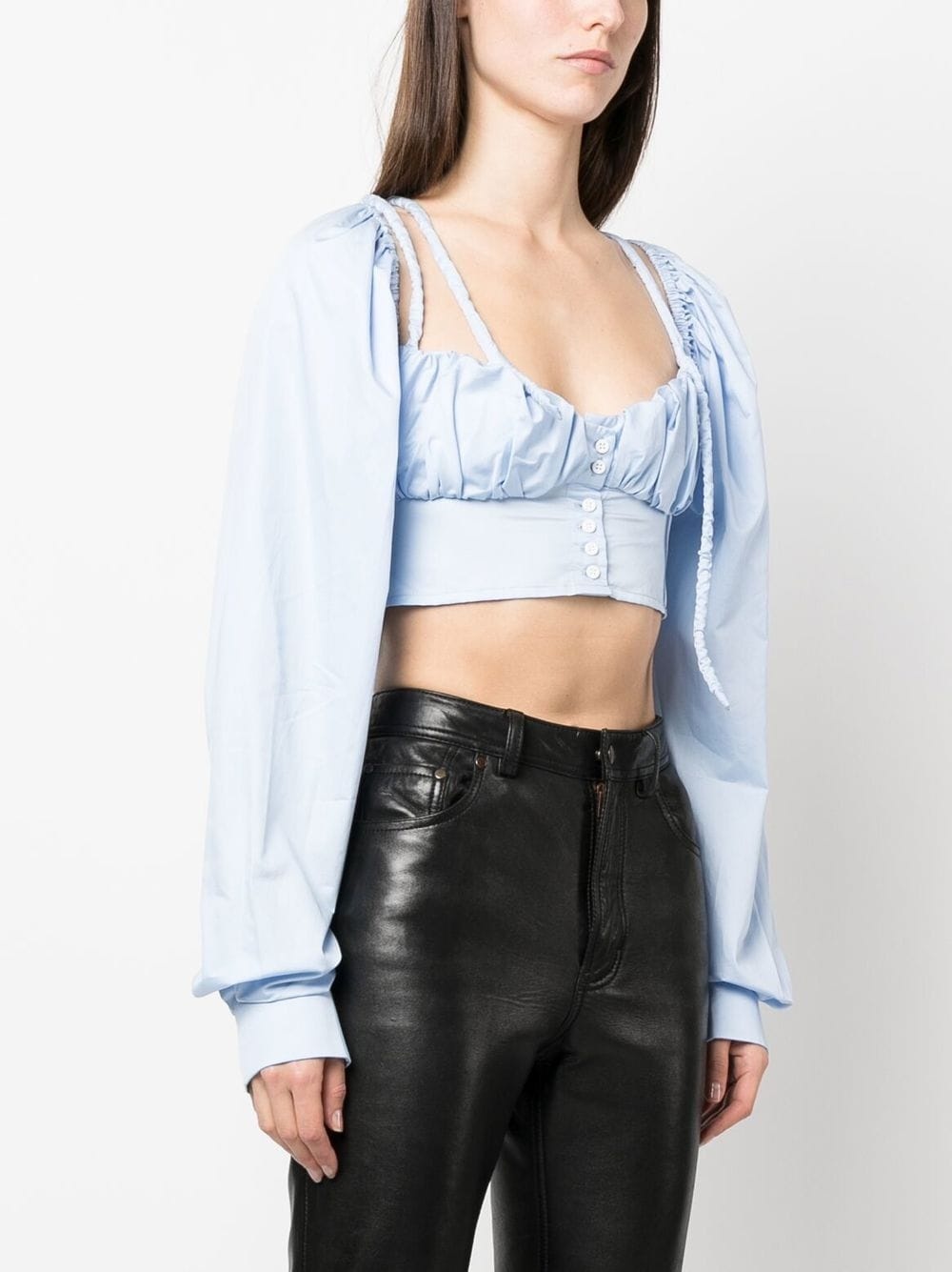 cropped button-fastening blouse - 3