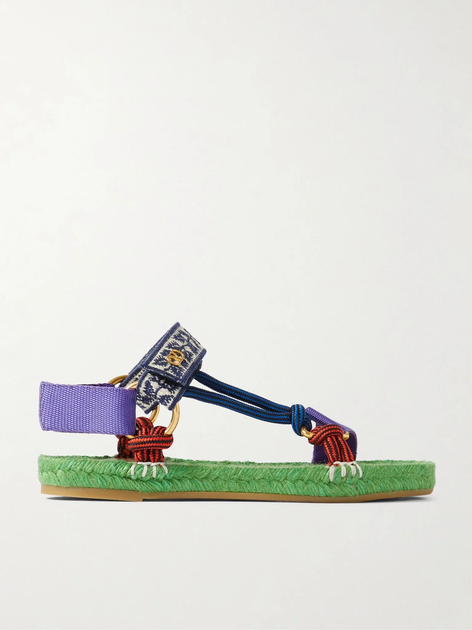 Grosgrain, cord and jacquard espadrille sandals Multi - 1