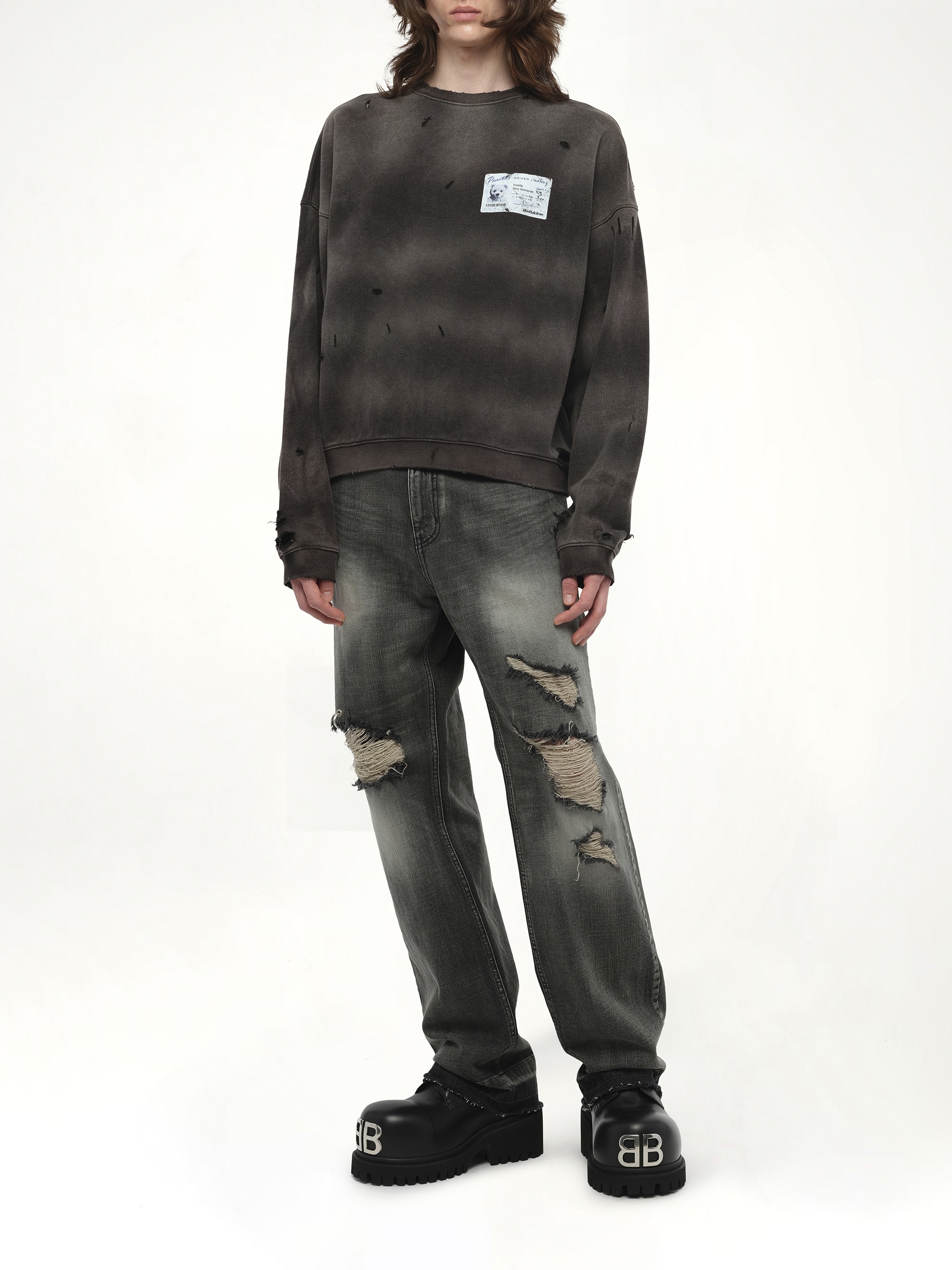 Peaches Print Sweatshirt in Charcoal - 4