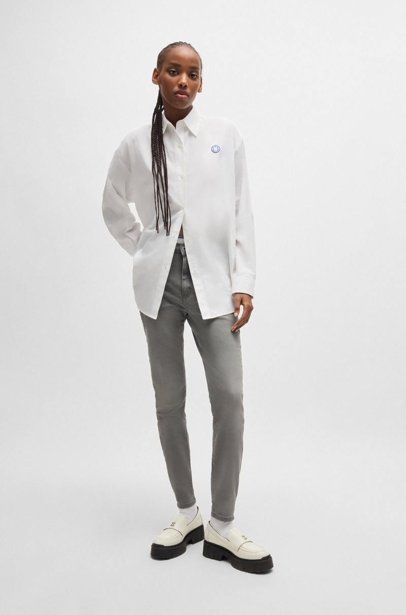 HUGO SKINNY-FIT JEANS IN DARK-GRAY STRETCH DENIM outlook