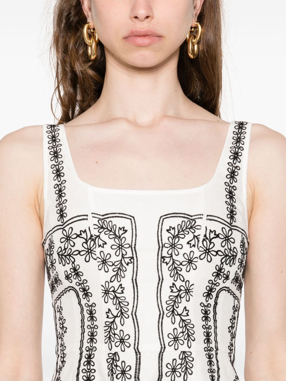 embroidered-strap mini dress - 5