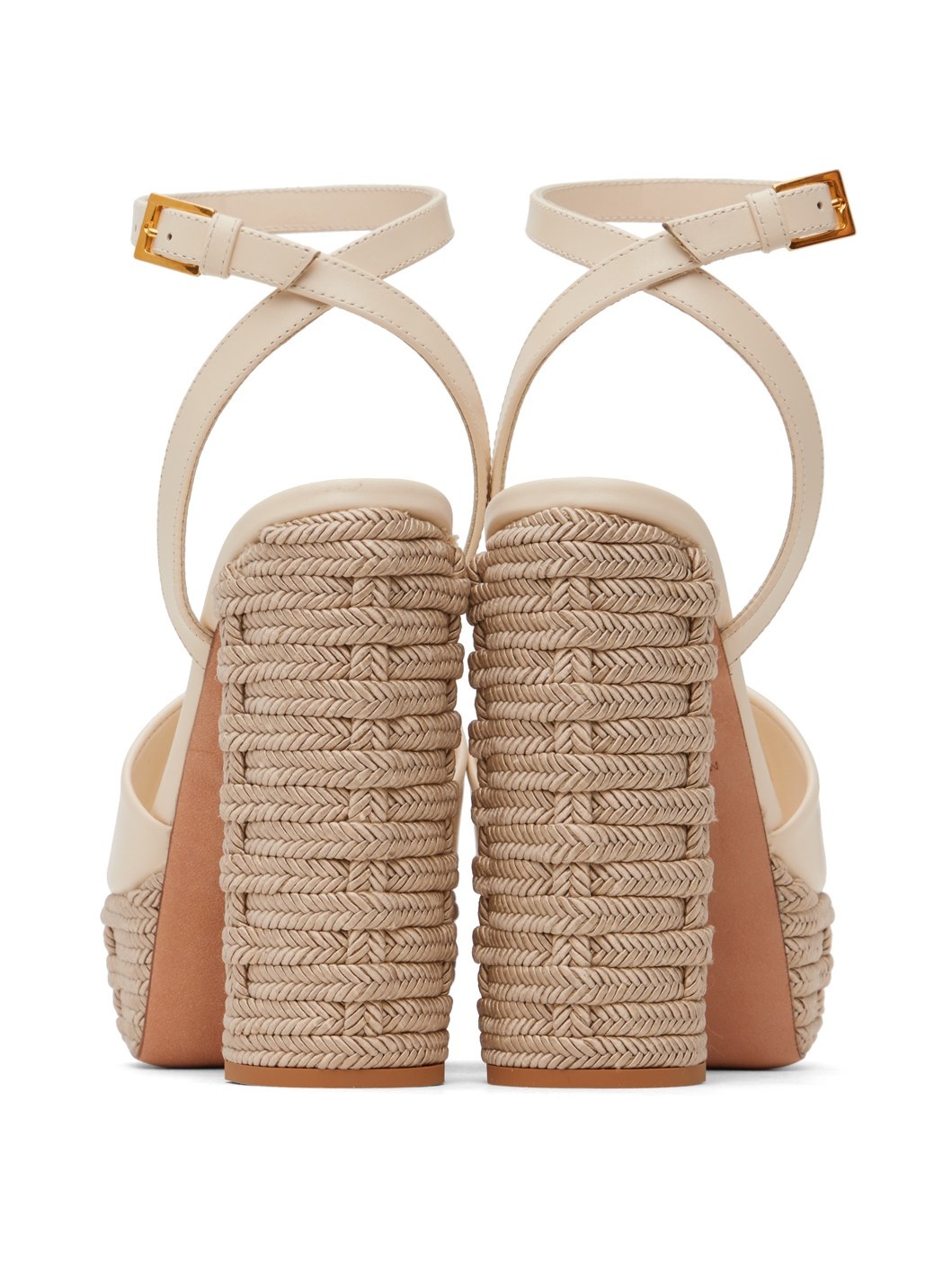 Beige VLogo Cutout Heeled Sandals - 2