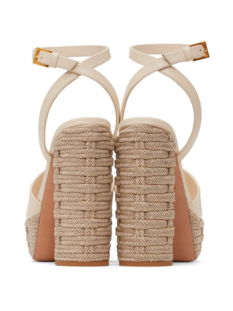 Beige VLogo Cutout Heeled Sandals 2