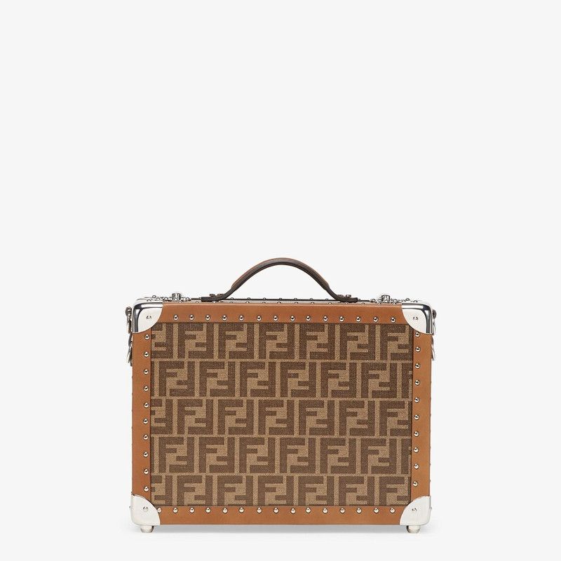 Brown fabric suitcase 3