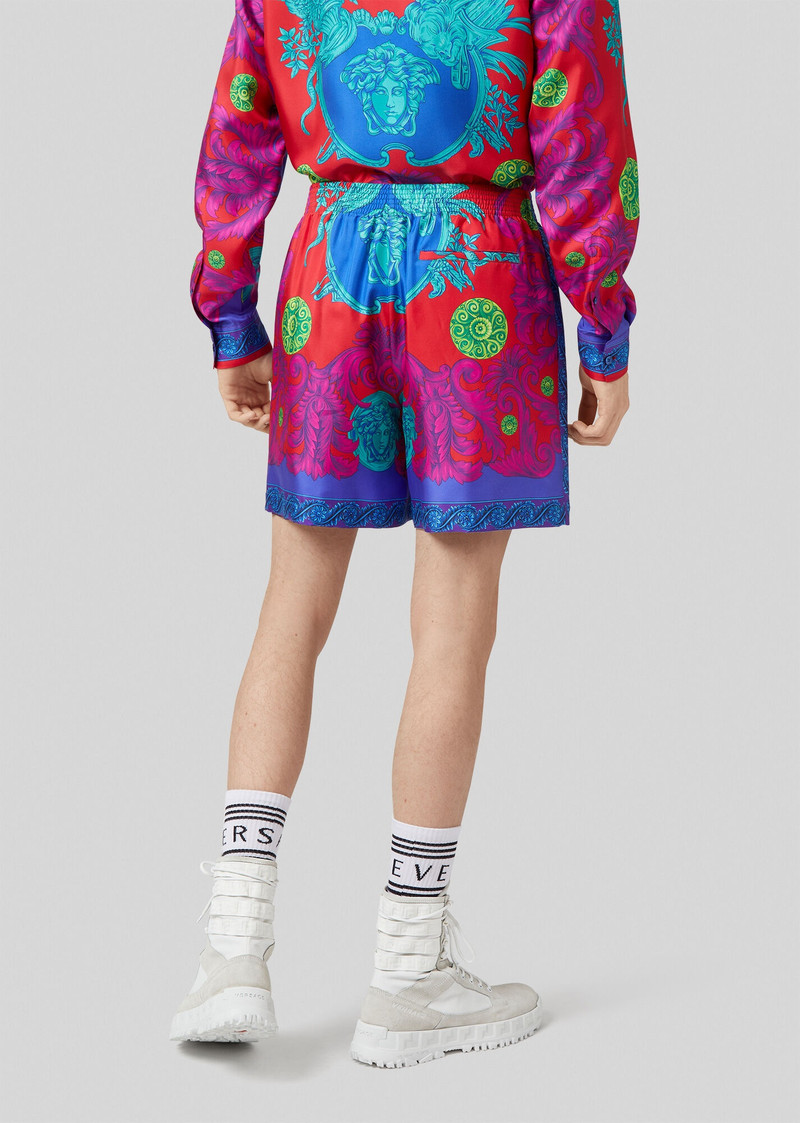 Medusa Trionfo Print Silk Shorts 3