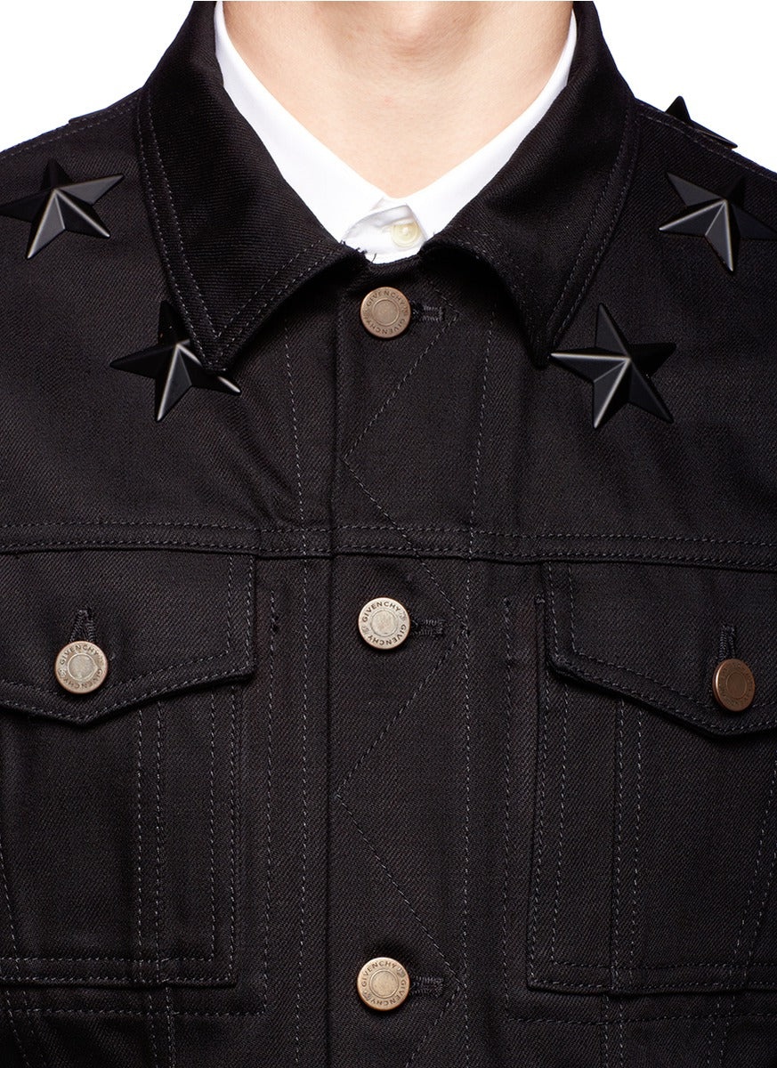 Givenchy Star-Studded Denim Jacket - Black - 10