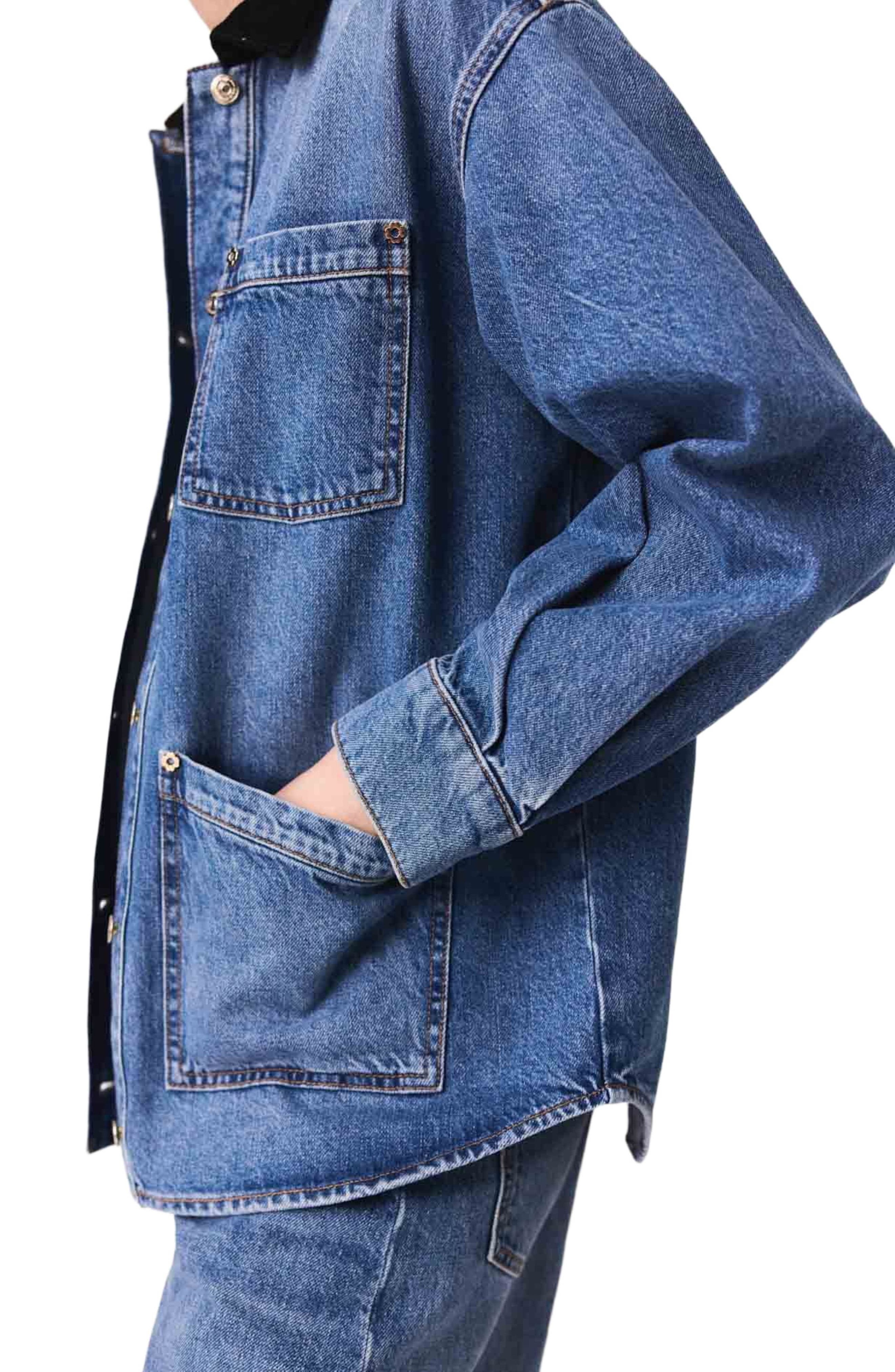 maje Faded denim jacket in Blue at Nordstrom - 7
