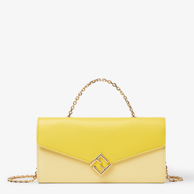 FF Diamonds Wallet On Chain Broom yellow leather wallet 1