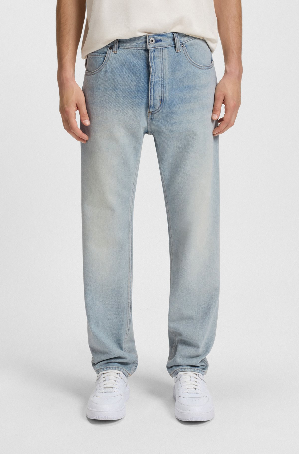 REGULAR-FIT JEANS IN LIGHT-BLUE COTTON DENIM - 2