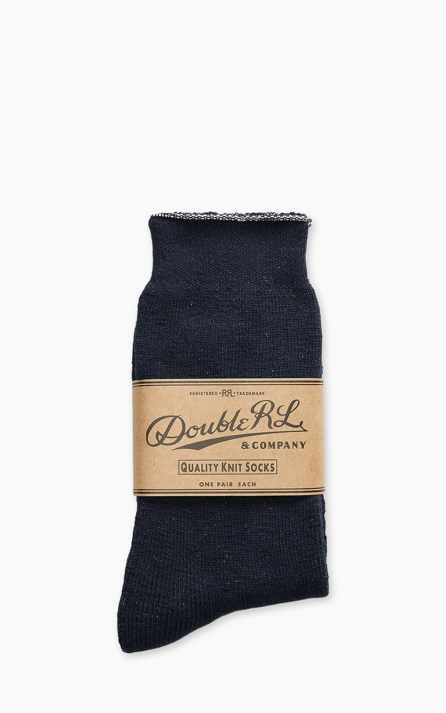RRL HEATHERED STRETCH COTTON-BLEND SOCKS NAVY - 1