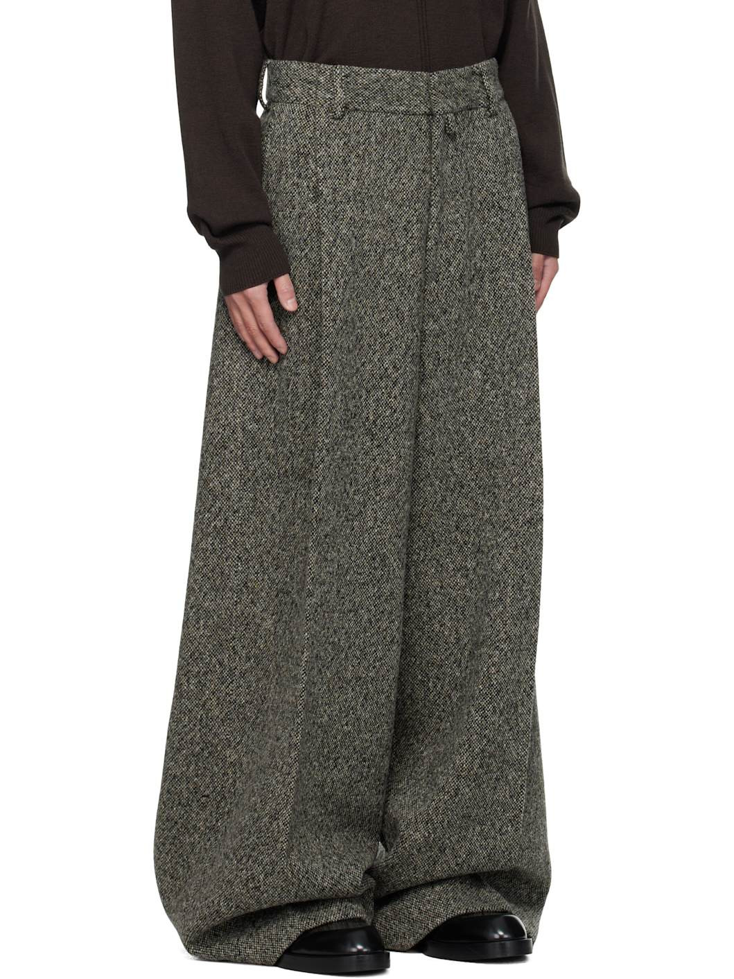 Gray & Brown Tailored Wool Trousers - 2