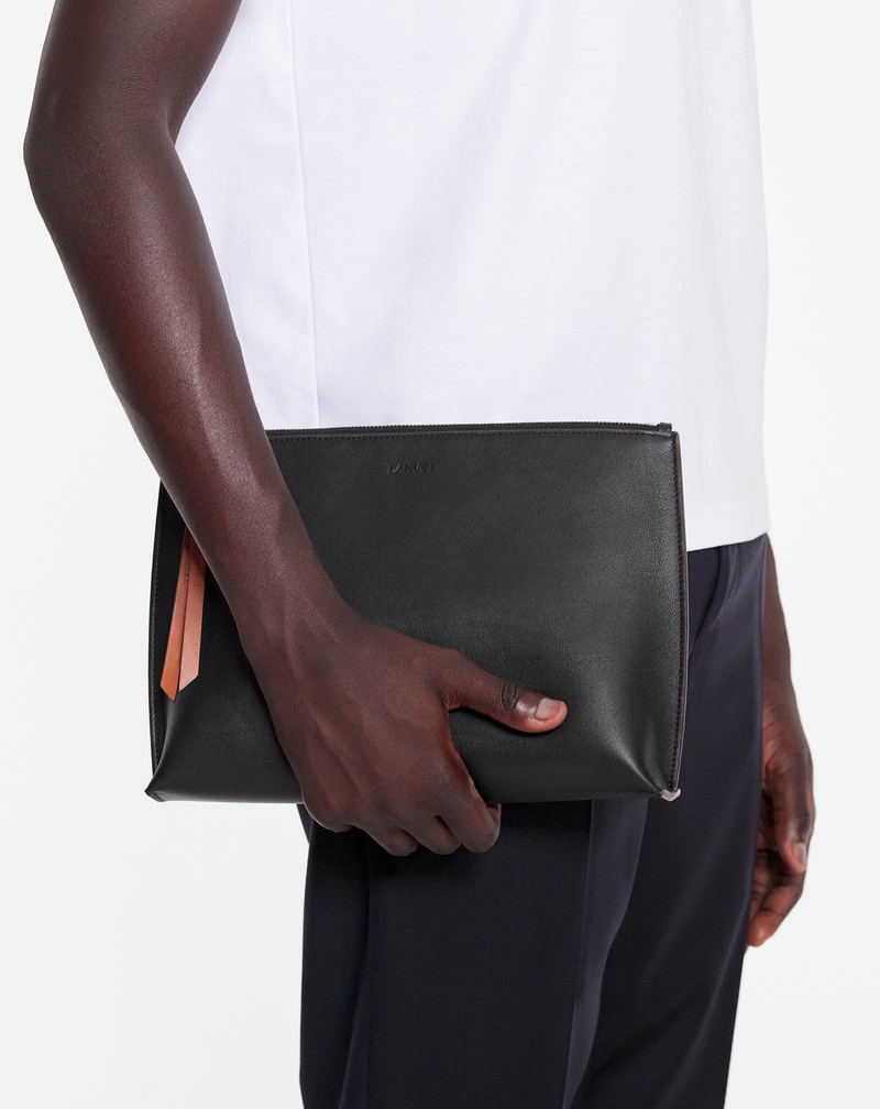 Lanvin ZIPPERED LEATHER HOBO TIE CLUTCH outlook