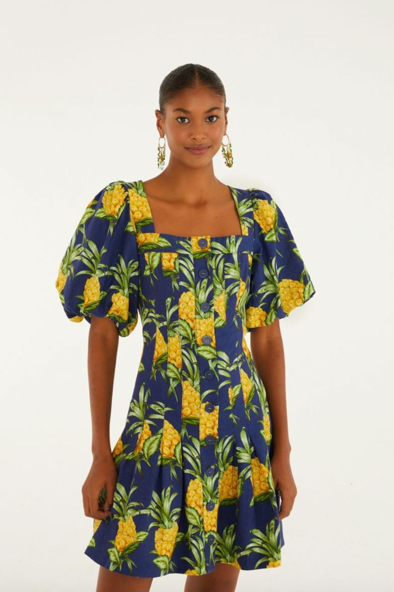 Navy Blue Delicate Pineapple Lenzing™ Ecovero™ Euroflex Mini Dress 1