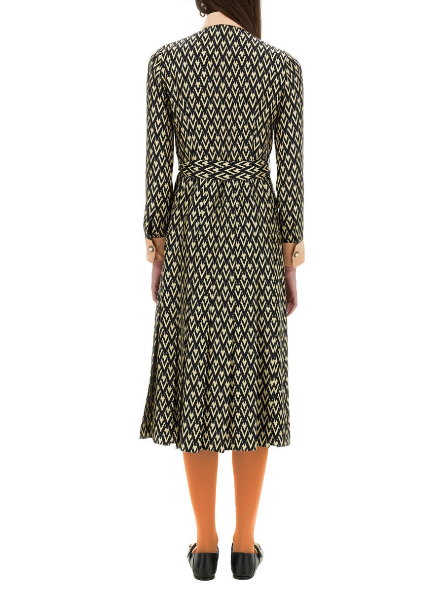 Valentino Women "Toute La V" Twill Midi Dress - 3