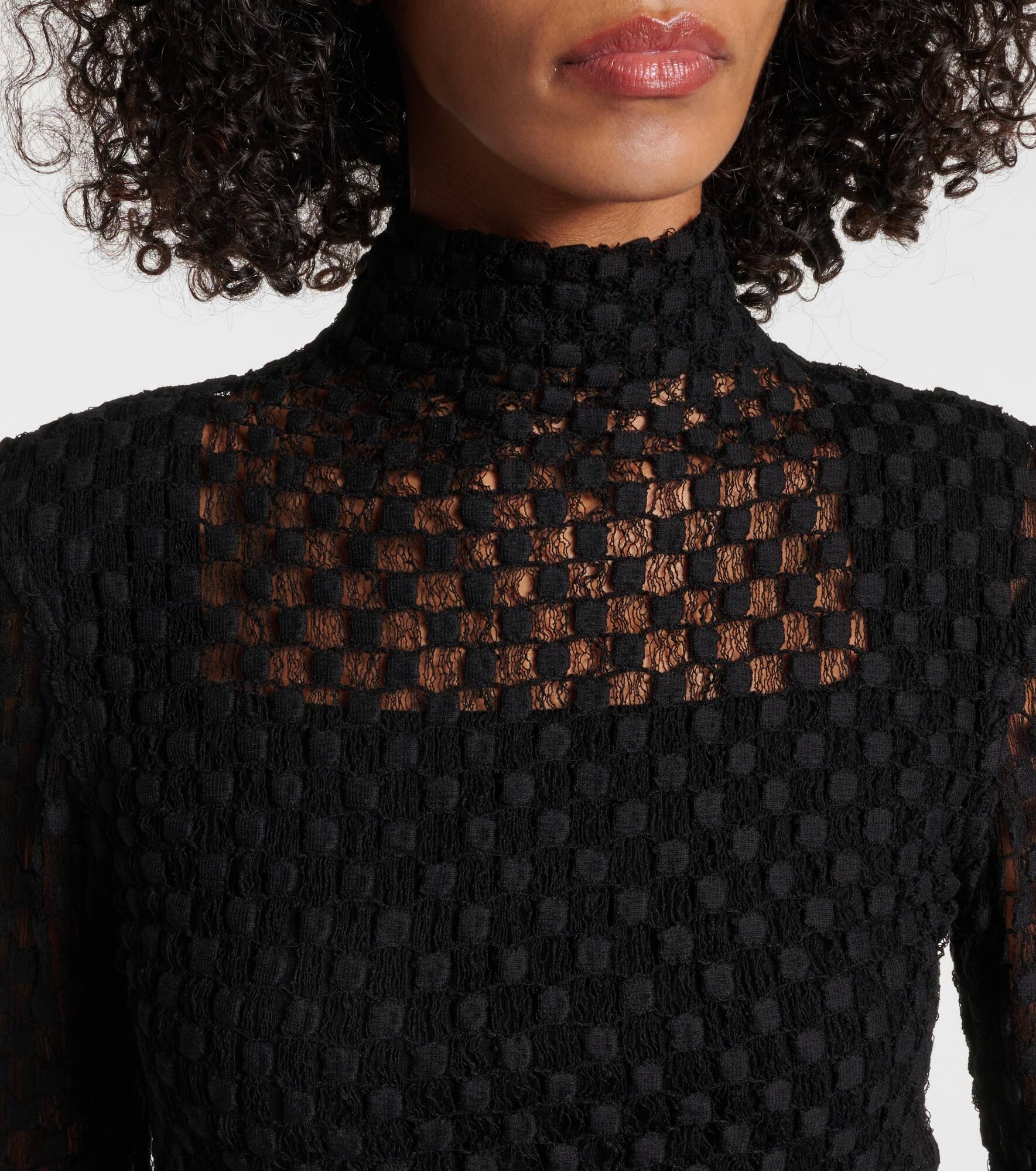 Cotton-blend lace turtleneck top - 4