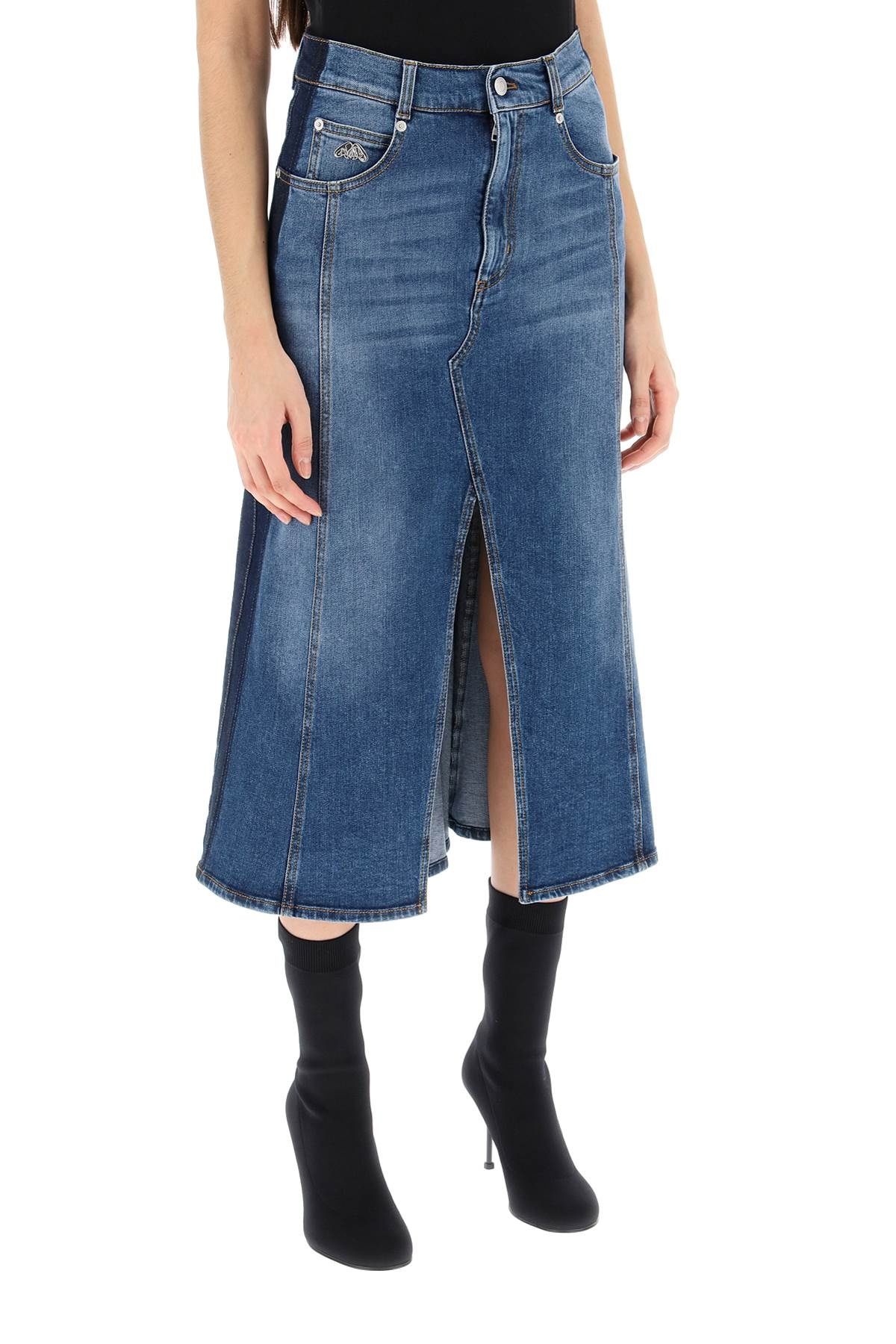 WASHED DENIM MIDI SKIRT - 3