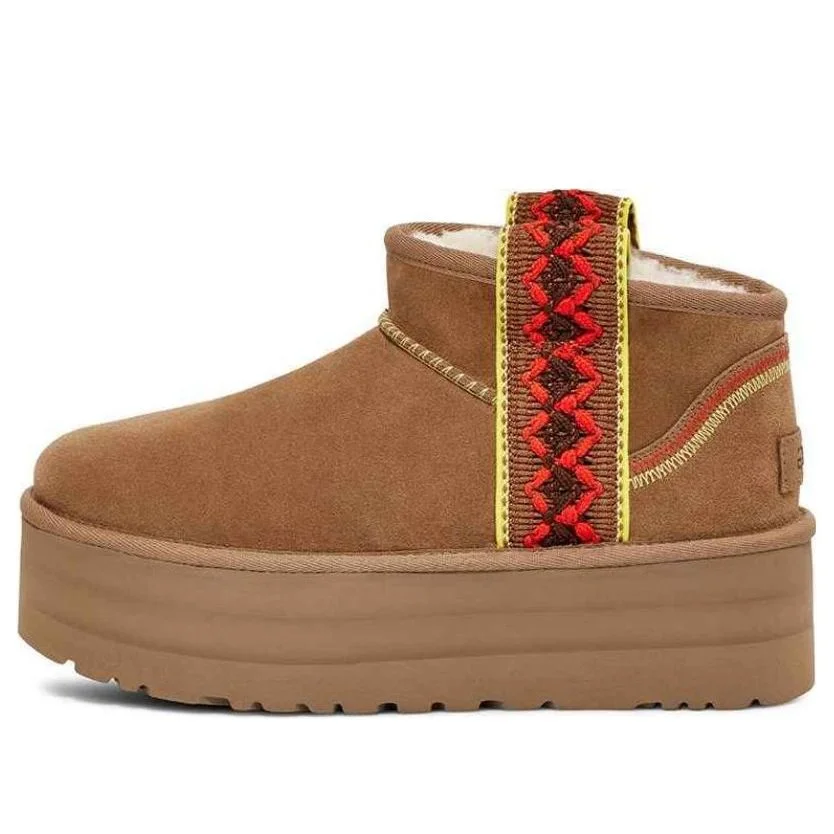 (WMNS) UGG Classic Ultra Mini Braid Plat 'Chestnut' 1138491-CHE - 1