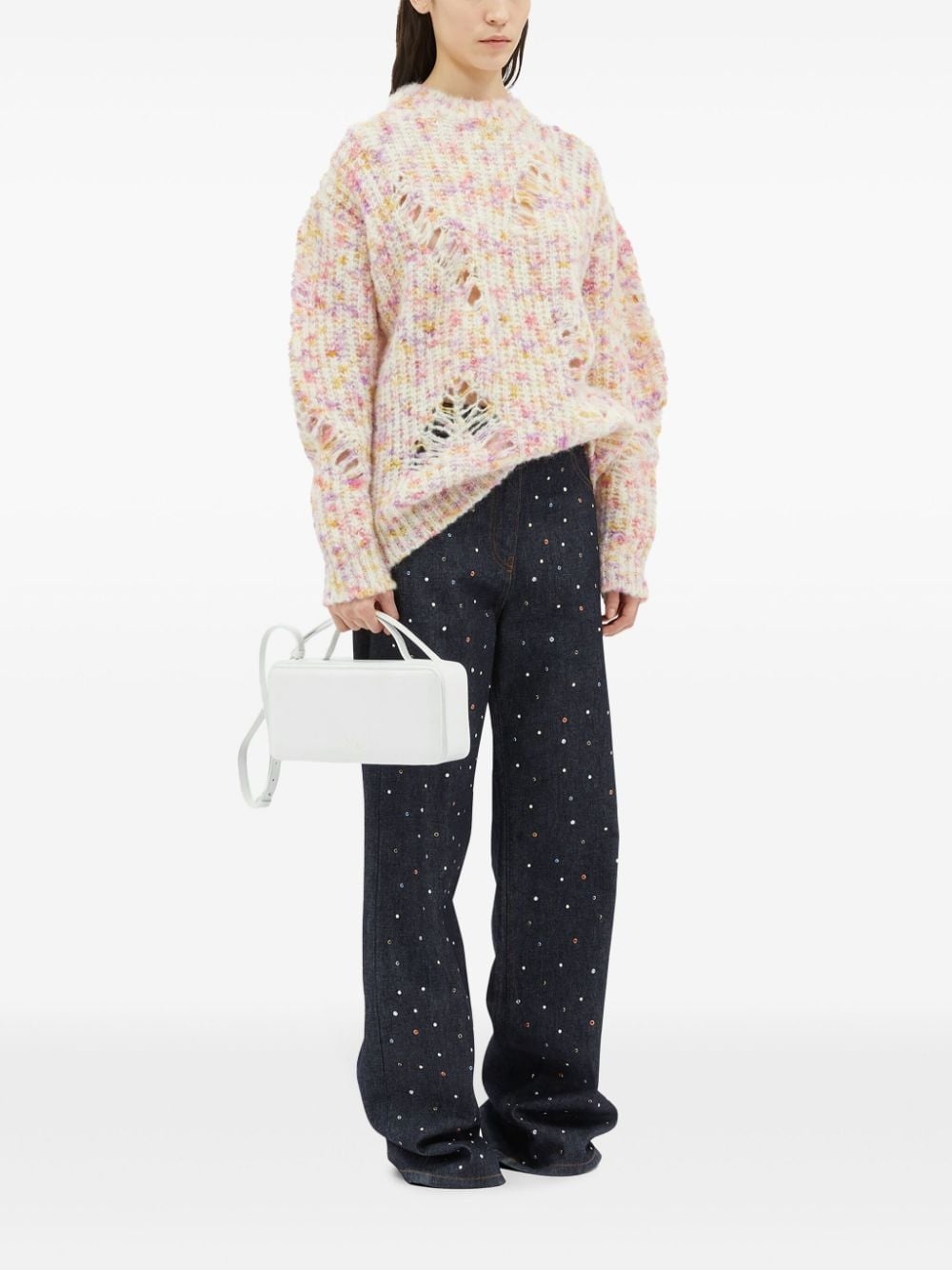 rhinestone-embellished wide-leg jeans - 2