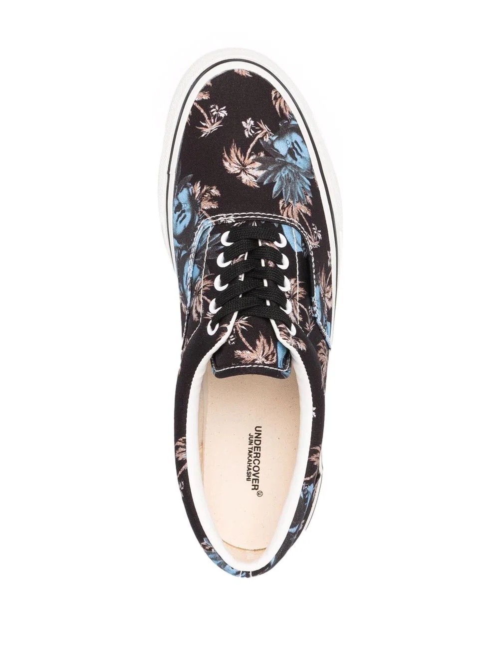 floral-print lace-up canvas sneakers - 4