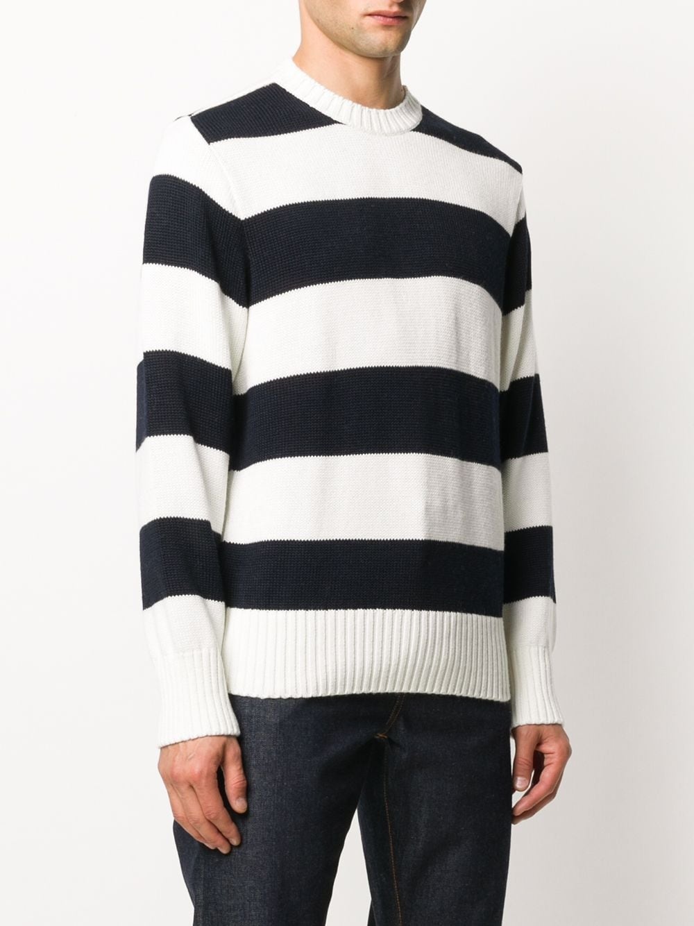 striped-print crew neck jumper - 3