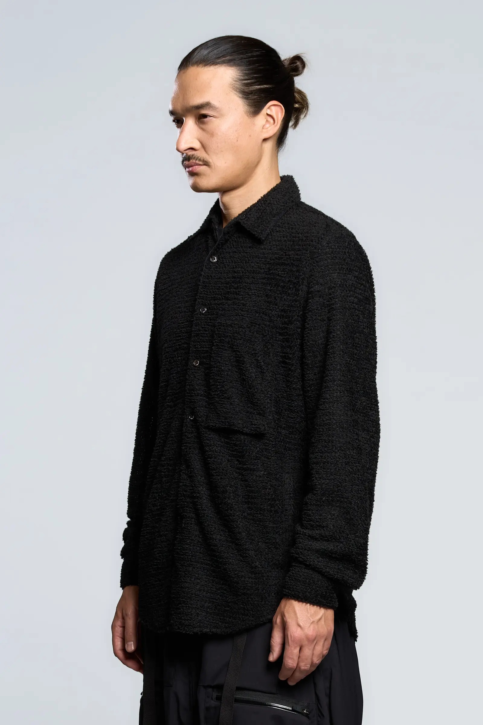 LA1-AD Lofted Knit Fiber Long Sleeve Shirt Black - 7