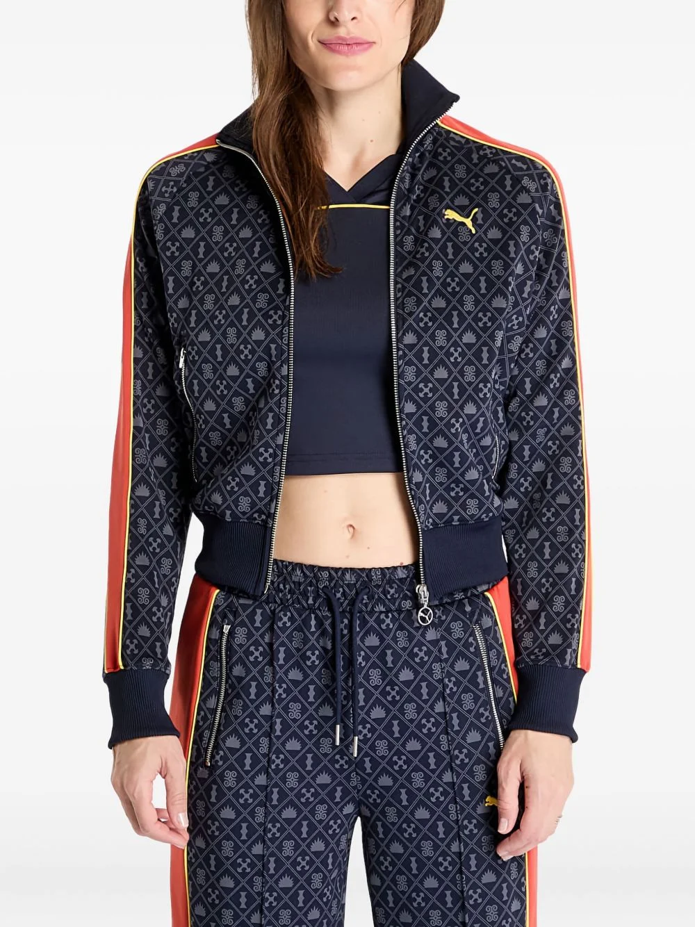 patterned zip track jacket - 1