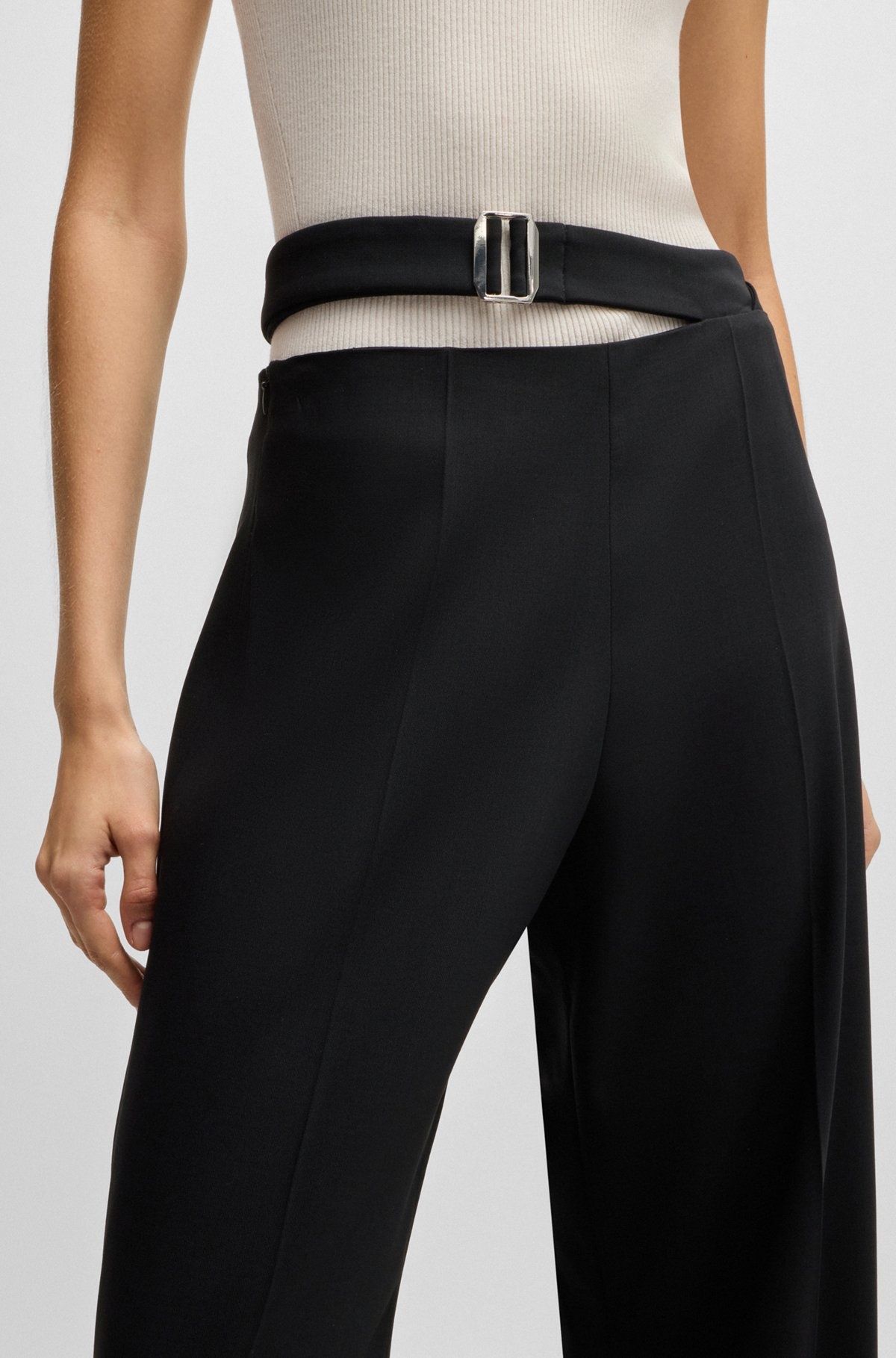 STRETCH-WOOL TROUSERS WITH FEATURE WAIST AND SOFT DRAPE - 5