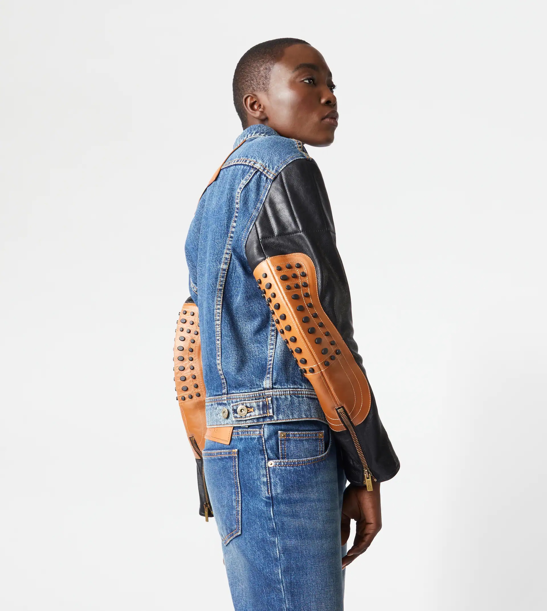 TOD'S BIKER IN DENIM AND LEATHER - BLUE - 7