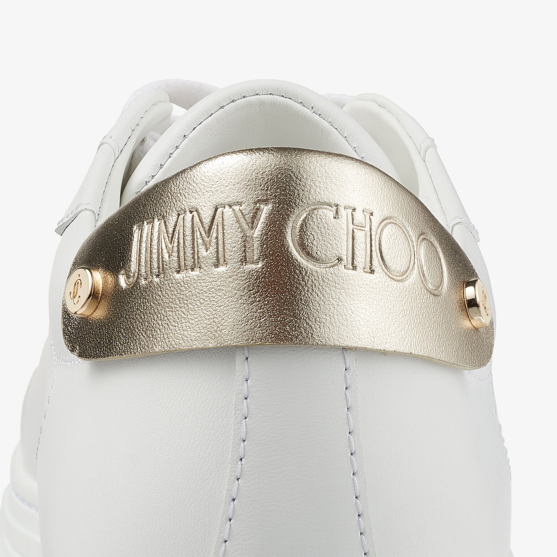 Rome/F
White Calf Leather and Champagne Metallic Nappa Low Top Trainers - 4