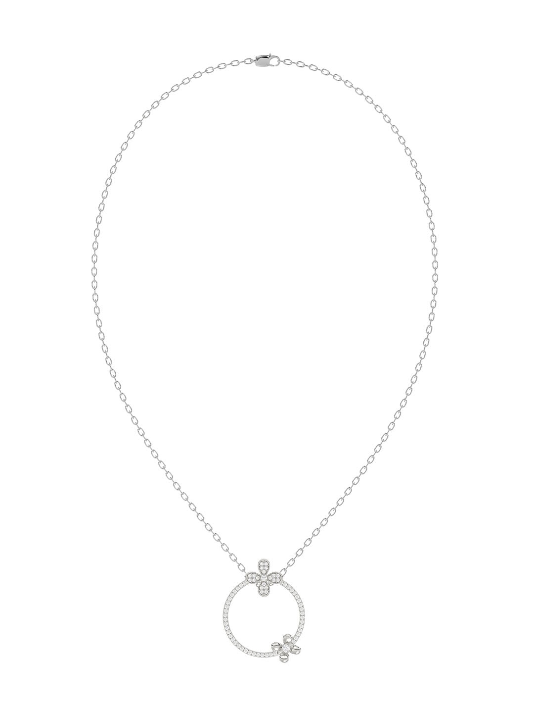 FLORAL WHITE GOLD PENDANT NECKLACE - 1