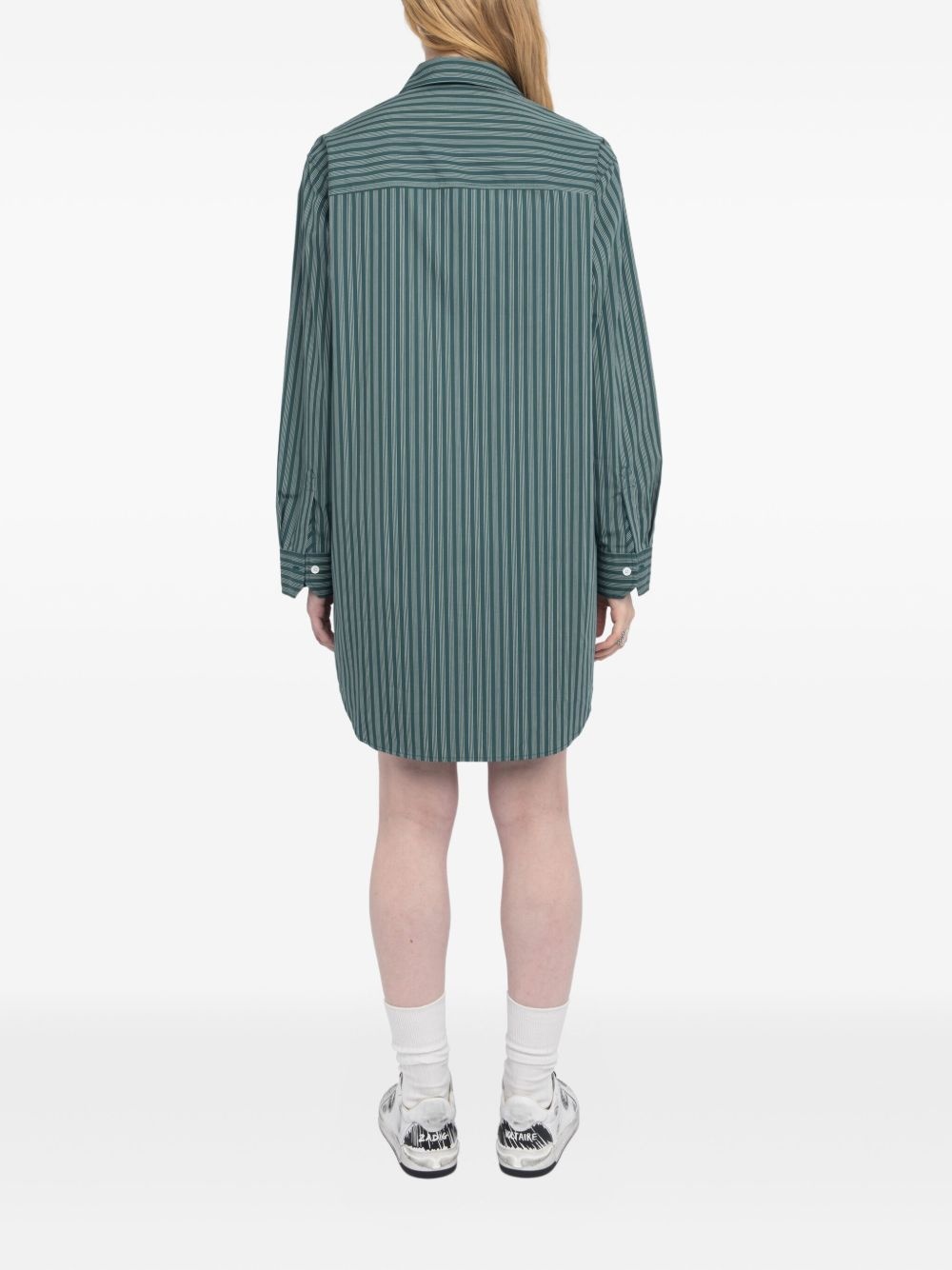 Rorning striped long-sleeve shirt mini dress - 3