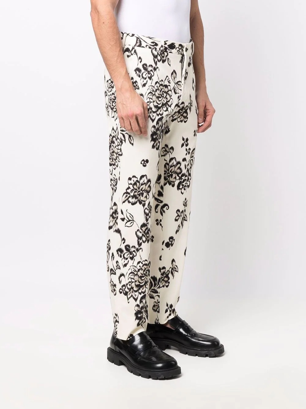 floral straight-leg trousers - 3