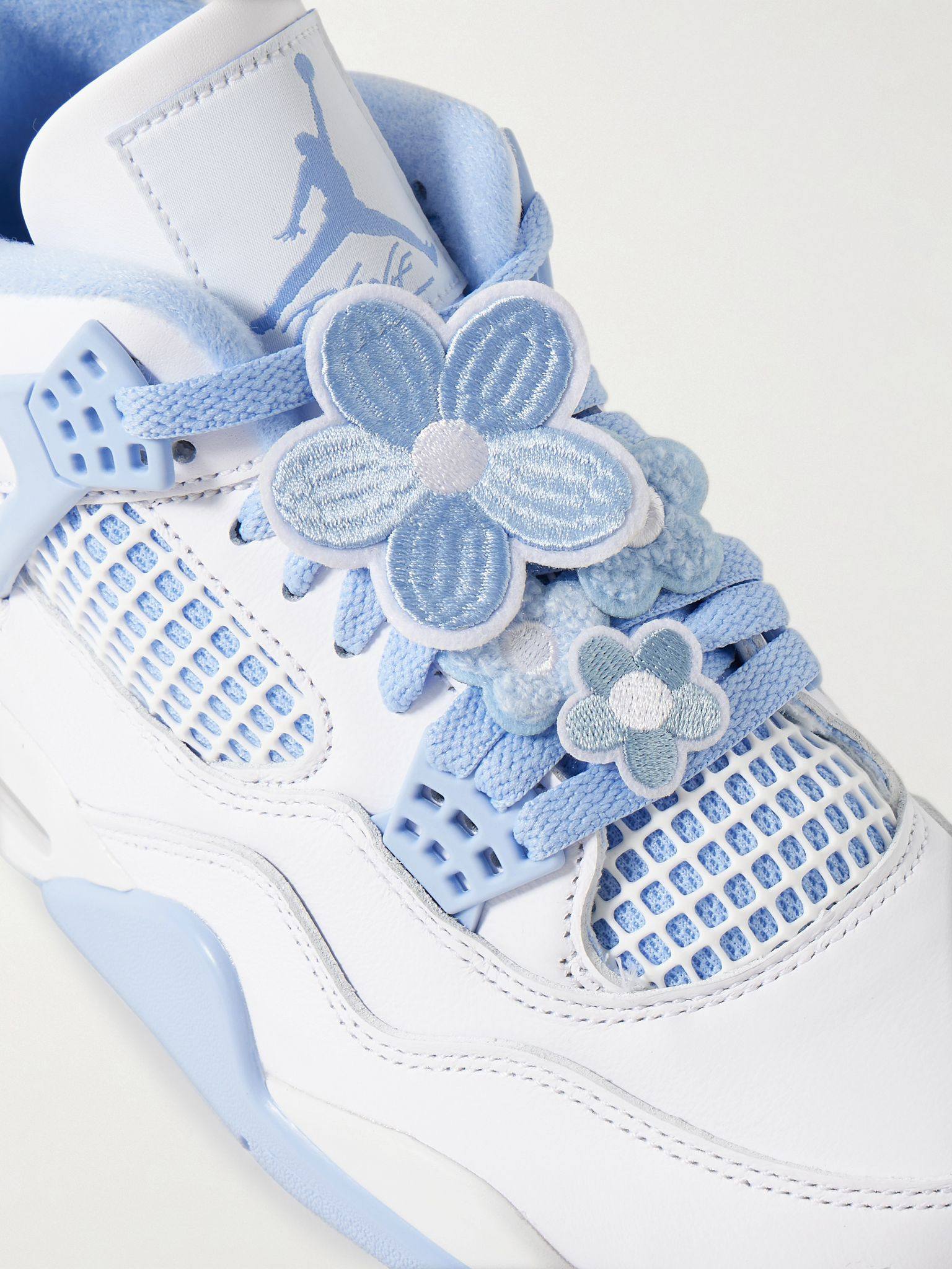 Air Jordan 4 Retro rubber and mesh-trimmed leather high-top sneakers White - 4