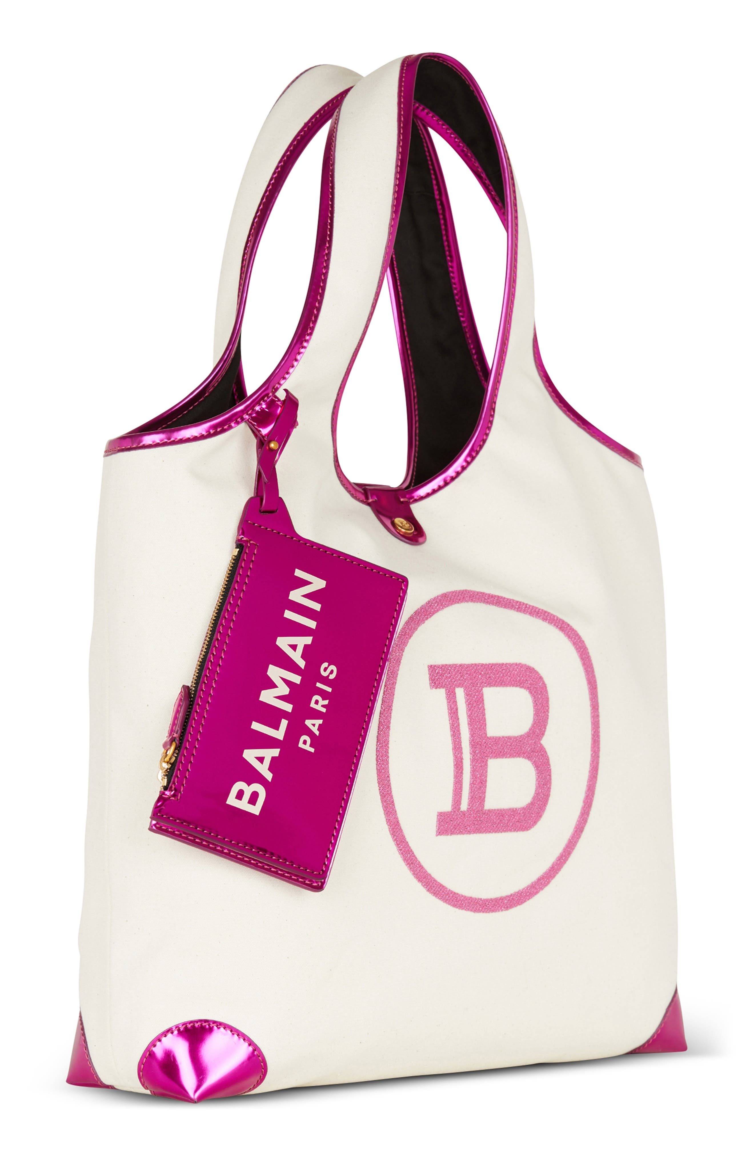 Balmain Large B-Army Shopper Tote in Gox White/fuschia at Nordstrom - 3