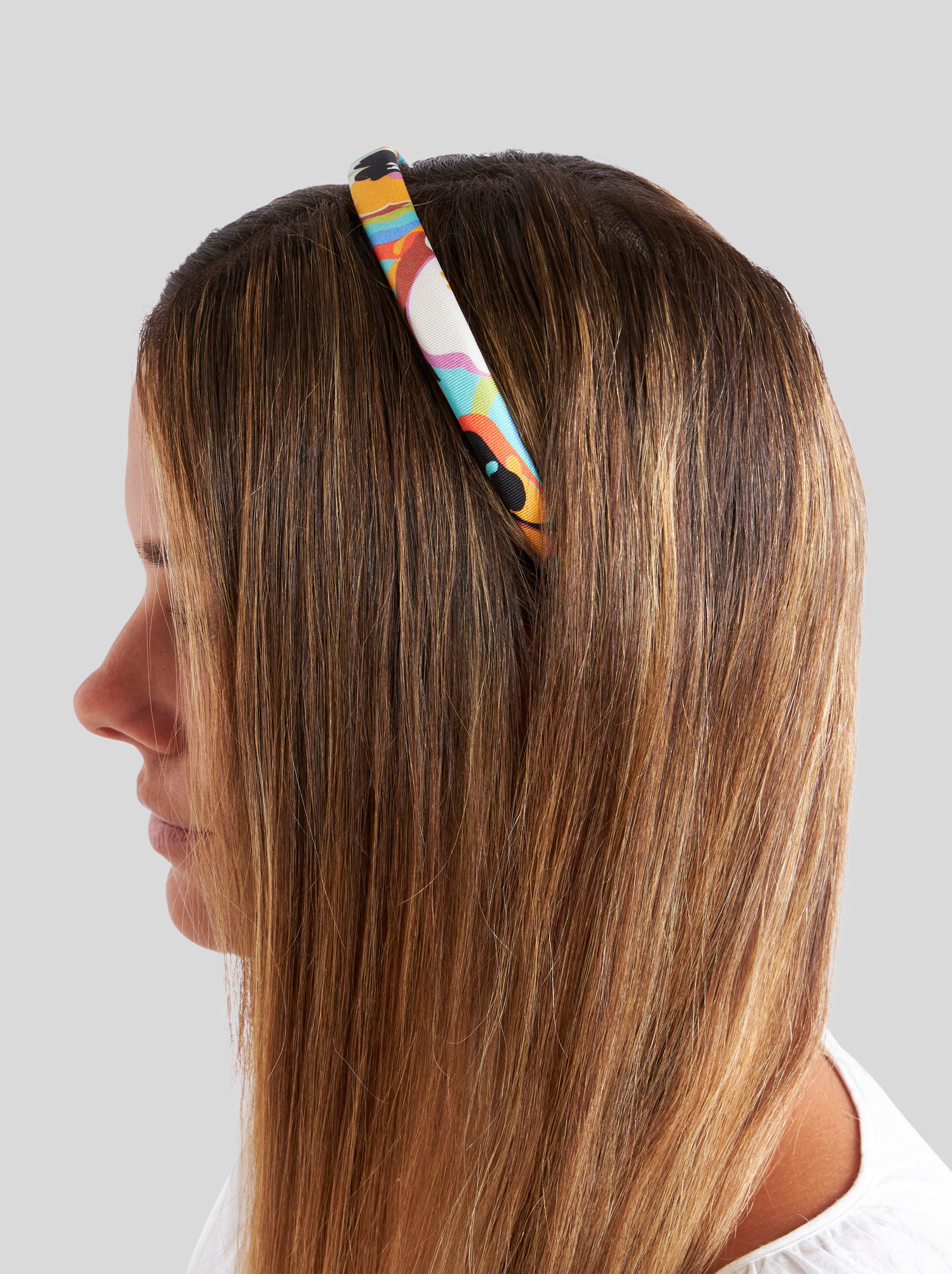 SILK HAIR BAND WITH FLORAL WAVES AND PEGASO - 2