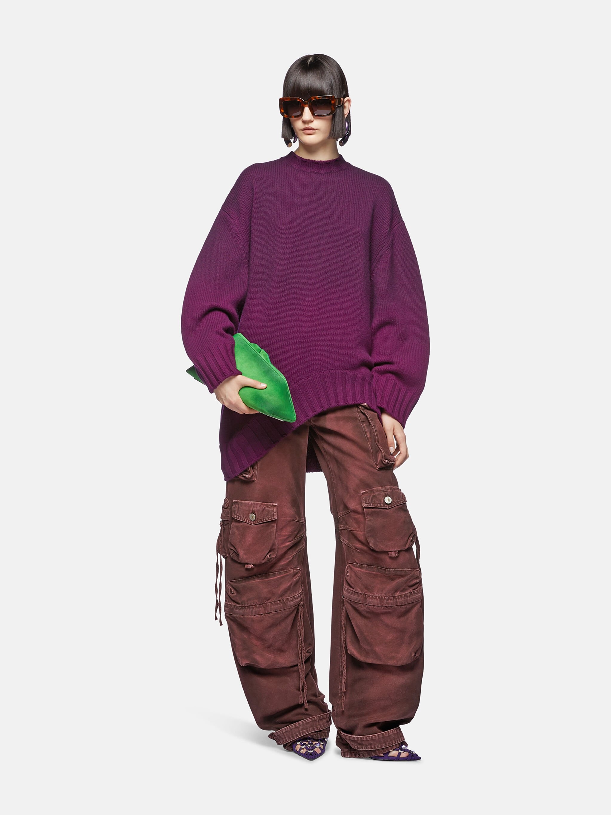 ''FERN'' RED AND BURGUNDY DENIM LONG PANTS - 2