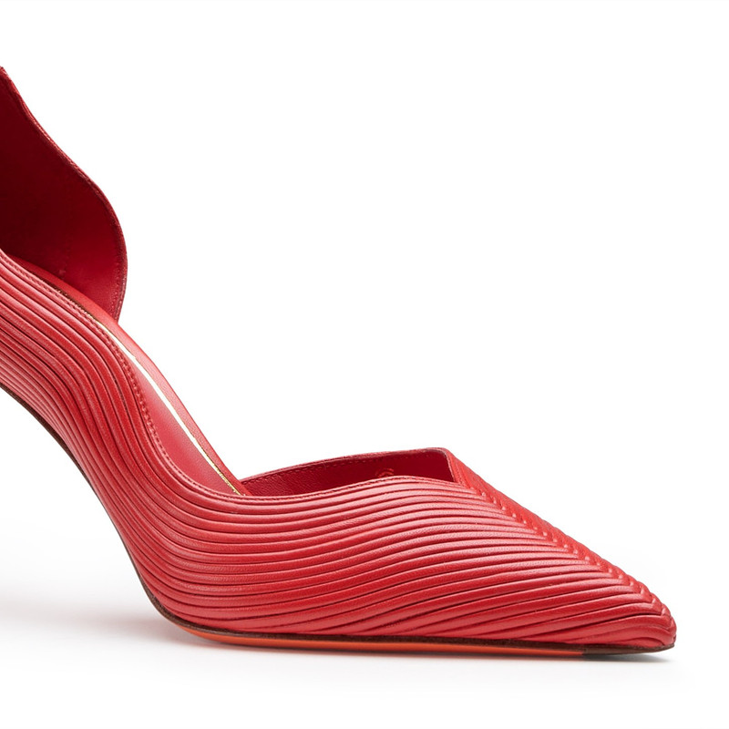 Women's red leather high-heel pump 5