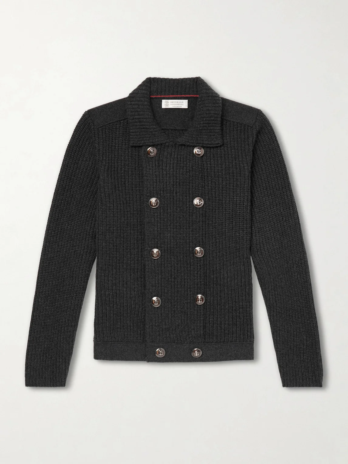 Double-Breasted Ribbed Cashmere Cardigan - 1