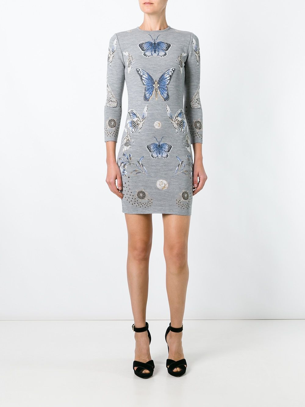 butterfly jacquard knit dress - 2