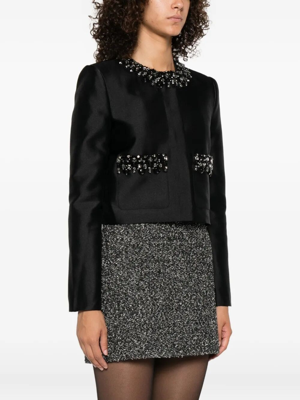 Taffeta Embellished Trim Jacket - 4