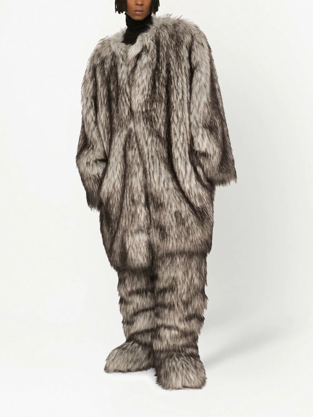 oversized faux-fur coat - 3