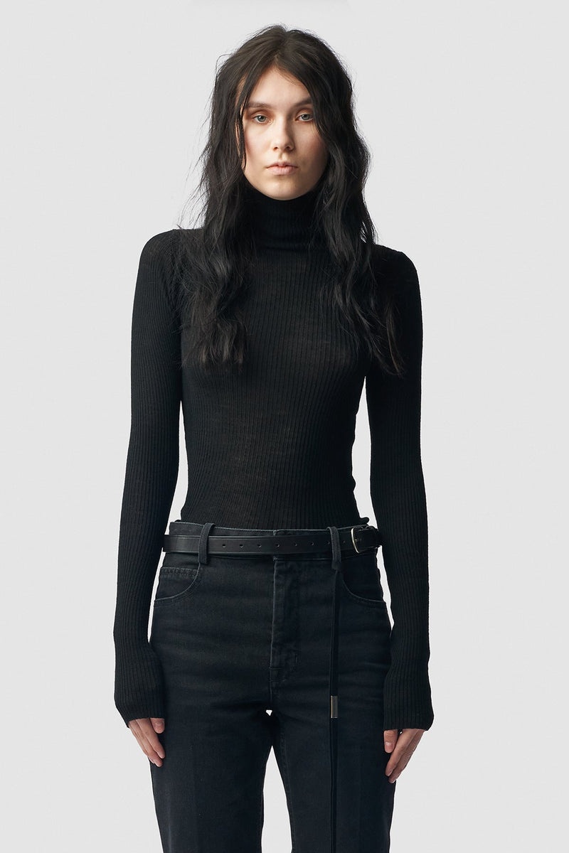 Marlena Rib High Neck Sweater - 1