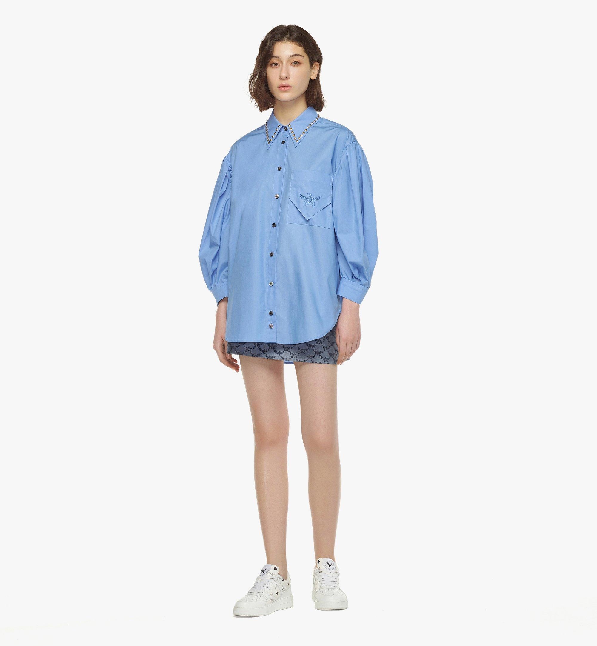 Three-Quarter Puff Sleeve Oversized Shirt - 6