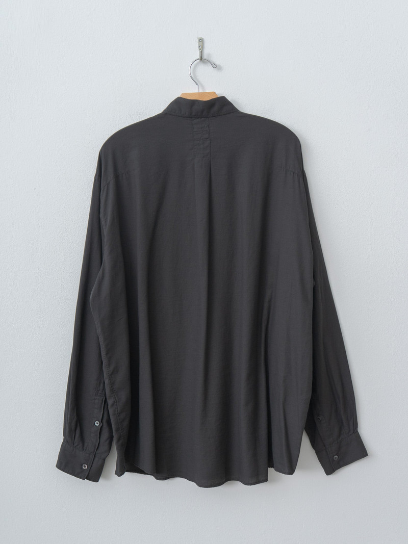 Cotton Silk Twill Garment-dyed Loose Shirt - Carbon 6